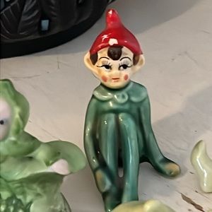 Vintage ceramic Christmas pixie elves Japan
